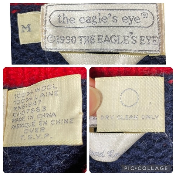 Vtg Eagles Eye Patriotic Americana Hand Knit Novelty Button Up Cardigan - Sz M - Picture 3 of 16